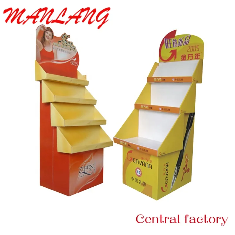 Custom3 - 4 Tier Market Paper Display Shelf Carton Display Cardboard Corner Display Shelf Stand for Retail Stores