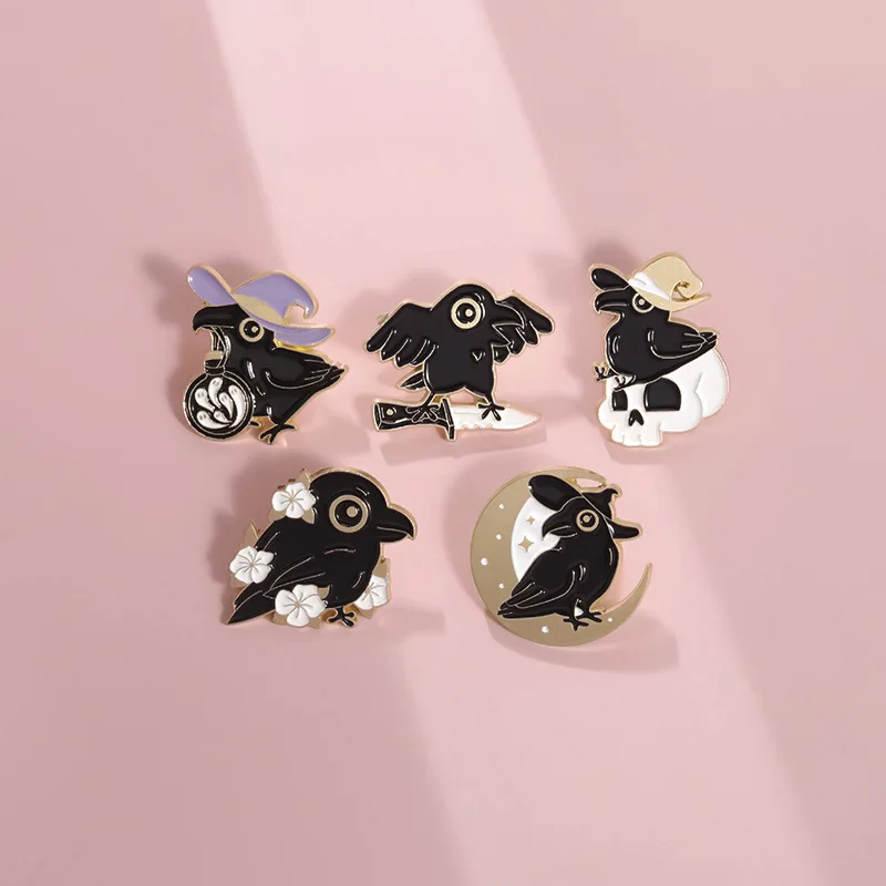 Magic Witch Enamel Brooch Creative Magic Book Butterfly Potion Broom Bat Cat Metal Badge Punk Dark Lapel Pins Jewelry Gifts