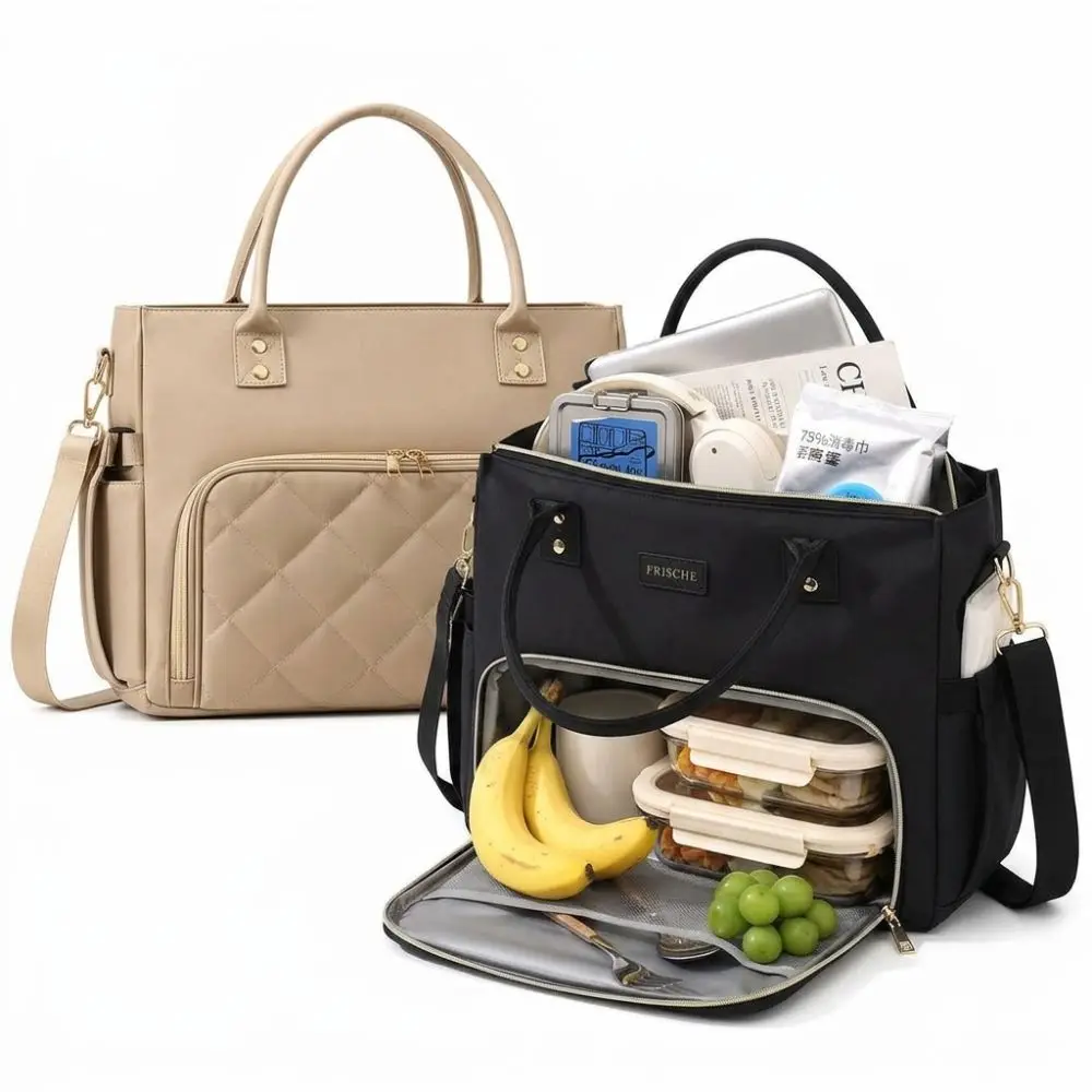 New Large Capacity Lunch Bag Tote Bag Insulated Lunch Compartment Large Cup Holder Teacher Nurse Bag Laptop Bag Office College