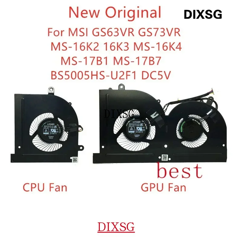 New Original laptop CPU cooling fan for MSI gs63 gs63vr gs73 gs73vr MS-16K2 16k 3 MS-16K4 MS-17B7 BS5005HS-U2F1-U2L1 dc5v