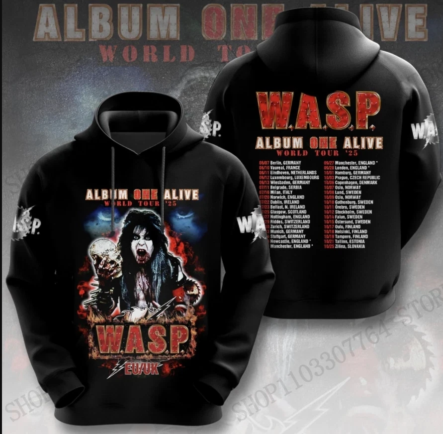 Rock WASP Band Album 3d Print Hoodie Men Women Fashion W.A.S.P. Tour Tracksuit Casual Hoodie Sweatshirt Winter Clothes Teen Coat