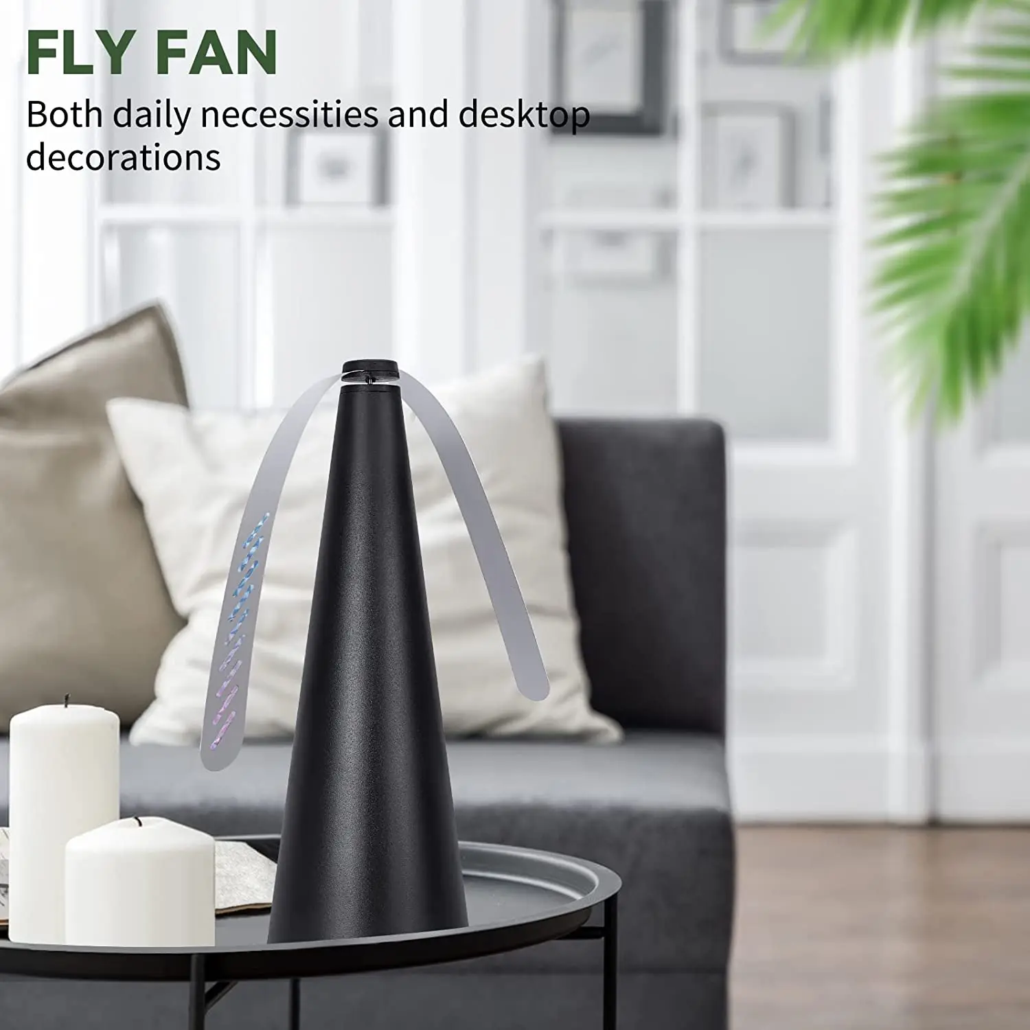 1/3 Pack Fly Fans for Tables Fly Swatter for Indoors USB/Battery Powered Tabletop Fly Killer for Kitchen Food Safety Device