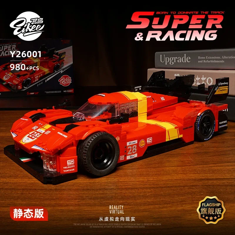 

980PCS 24H Le Mans Super Racing Car Building Blocks, 499P Model 16 Grids Bricks Set, Birthday Gift Toys for Kids and Adults