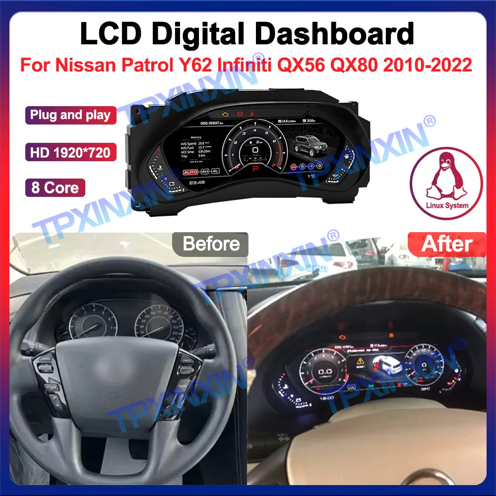 

Android 13.0 8G+128G Car Radio For Nissan Patrol Y62 Infiniti QX56 QX80 2010-2022 LCD Dashboard Multimedia Player Auto Head Unit