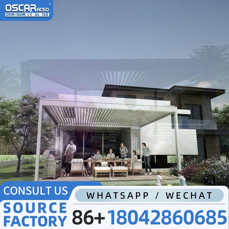 Motorised Freestanding Pool Enclosure and Louvered Patio Roof for Garden and Outdoor Spaces pergola