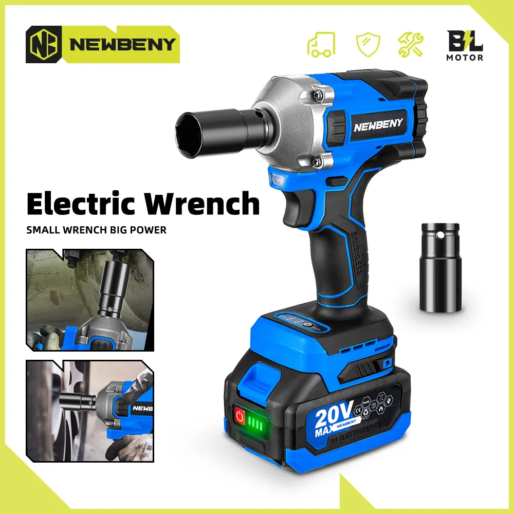 NEWBENY 1200W 1000N.m Electric Impact Wrench 3 Gears 1/2 inch Cordless Wrench Screwdriver Power Tools For Makita 18V Battery