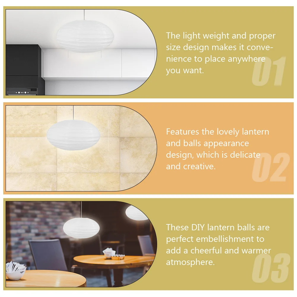 

2 Pcs Paper Lanterns DIY Kids Birthday Decorations White Pompoms Balls Saucer Shaped Wedding Party Hanging Lightweight