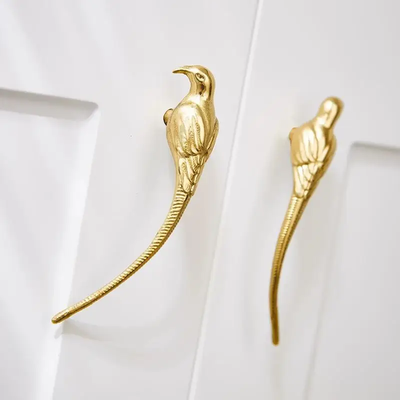 1/2Pcs Drawer Cabinet Door Handles Creative Zinc Alloy Fortune Bird Knob Kitchen Cabinet Shoe Knobs Handles For Furniture Decor