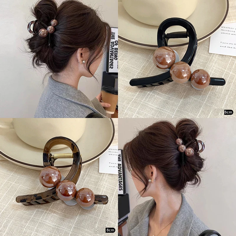 Korea Pearls Cross Hair Claws Crabs For Women Girls Sweet Hair Ornament Barrettes Hair Clips Hairpin Fashion Hair Accessories image 2