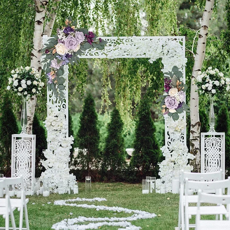 

2pc Artificial Wedding Arch Flowers Rose Flower Swag with Peony Eucalyptus Leaves Floral Harness Tape for Wedding Ceremony Decor