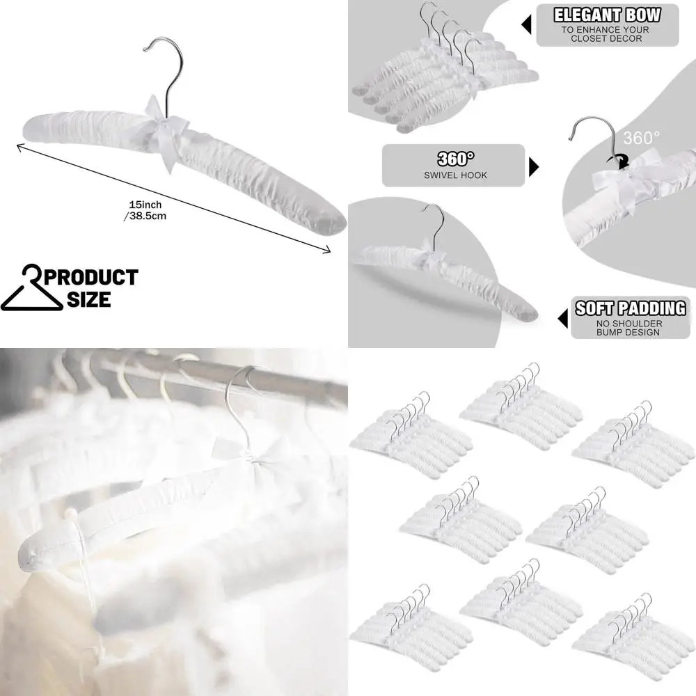 

Вешалки с атласной подкладкой на 360° ° Поворотные подплечники на крючках и губках для женской одежды, свадебных платьев, пальто и свитеров (