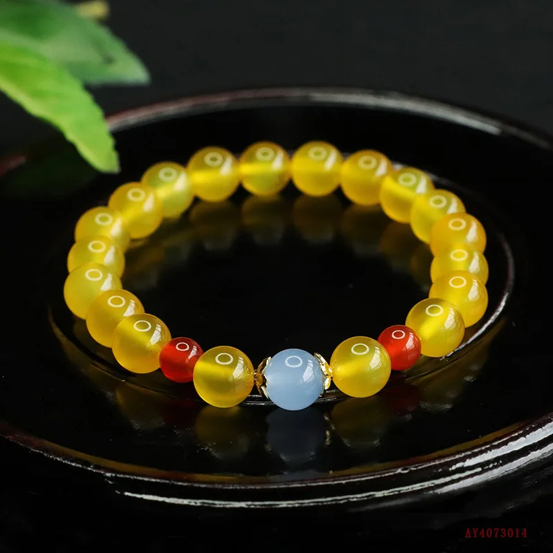 

Natural Crystal Bracelet Chicken Oil Chalcedony Bracelet Agate Jewelry