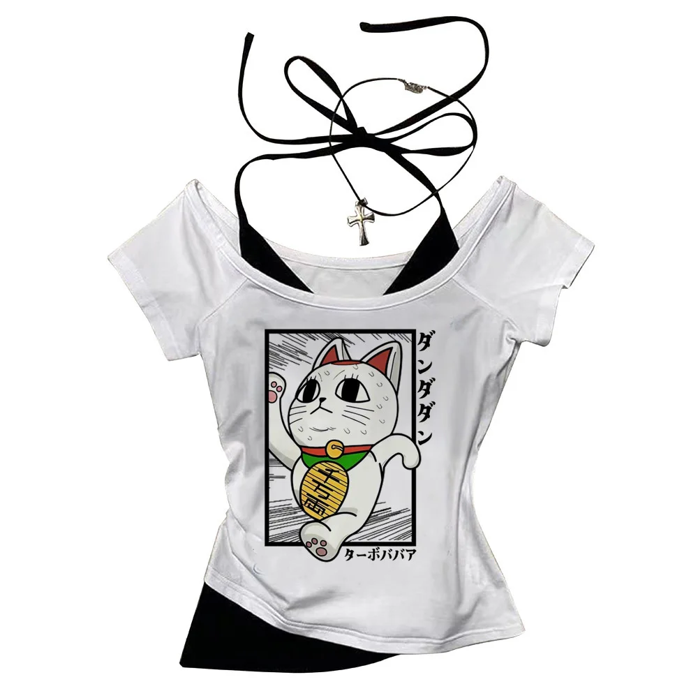 Dandadan cropped top ladies gyaru harajuku vintage anime goth top tees emo goth y2k party manga