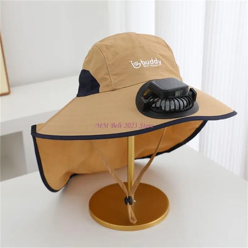 49ME Solar Charged Sun Hat With Controllable Fan Moisture Wicking Fabric For Gardening Hiking Beach Activity