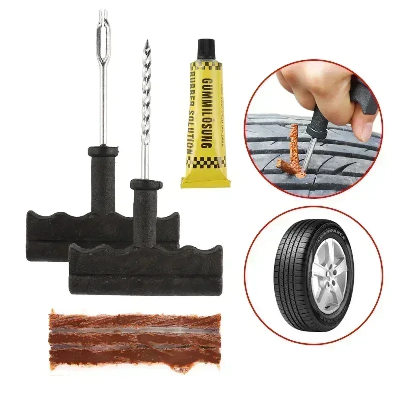 Motorcycle Car Tire Repair Tool Sets Tire Repair Kit Studding Tool Set Tubeless Tire Tyre Puncture Plug Garage Tool Rubber Strip image 6