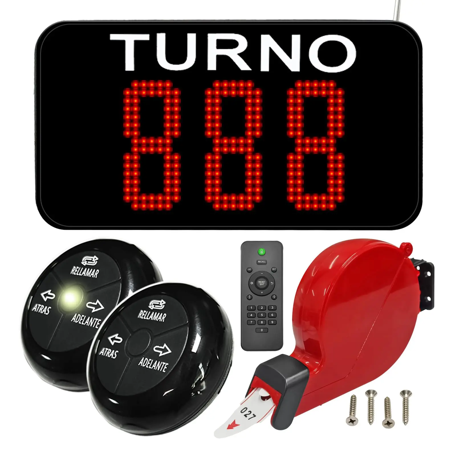 Spanish Voice Wireless Queue Management System with 3-Digit Number Screen Call Button Ticket Dispenser for Restaurant Hospital