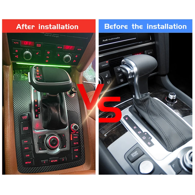 For Audi A4 A5 B8 B7 A7 A6 C6 C7 Q5 8r Q7 4l 8l A3 8P Car Automatic LED Light Gearbox Handle Leather Gear Shift Knob Lever stick