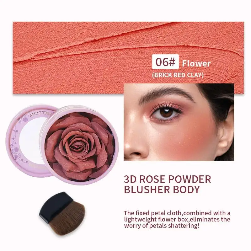 Fard à joues en poudre de Rose pétale 3D, résistant à l'eau, longue durée, fleur, visage, formes de poudre de Rose, maquillage L7T3