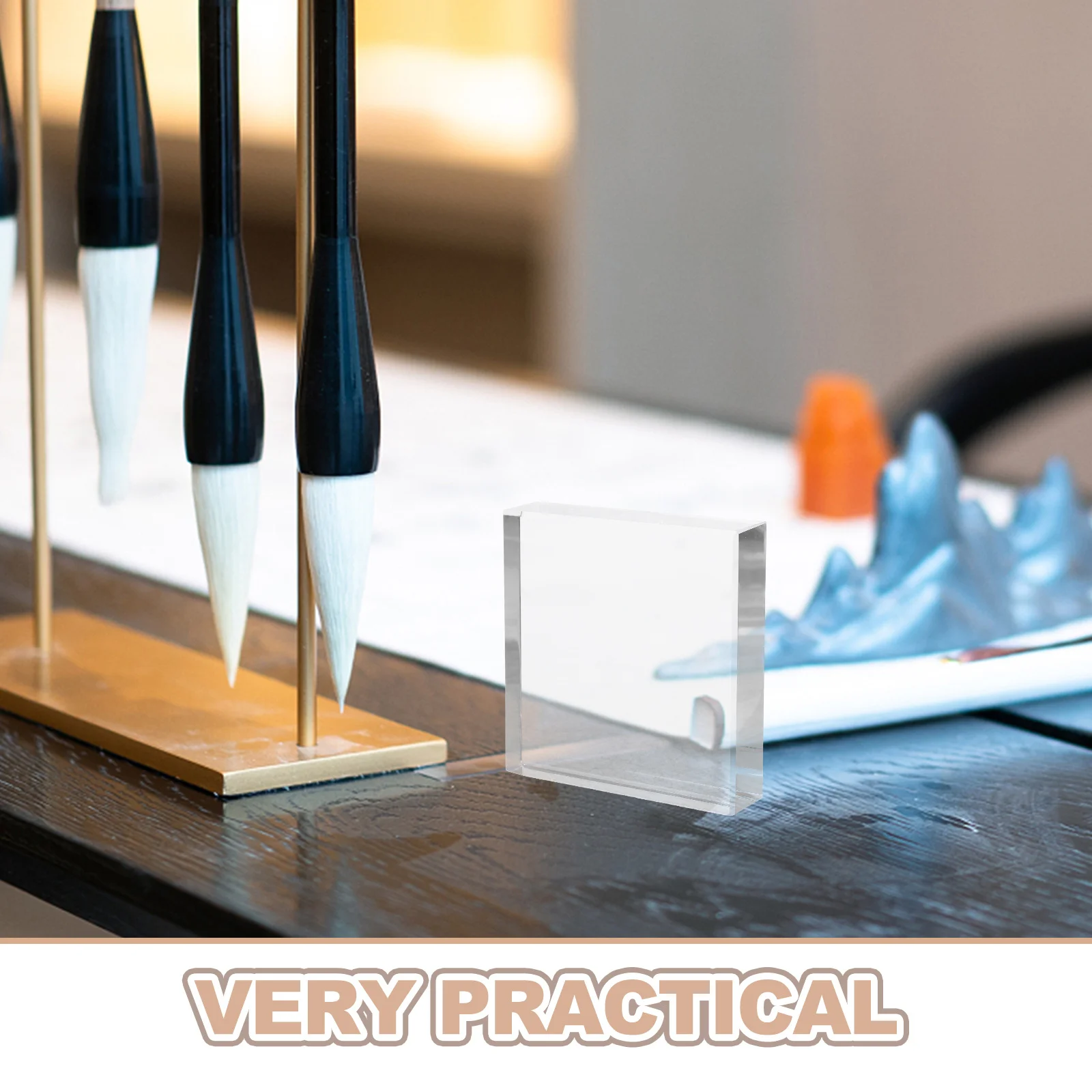 

Clear Crystal Square Paperweight Elegant Transparent Calligraphy Desk Display Block Decorative Crystal Glass Office Home