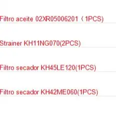 Imagen 2 del producto Filtro aceite 02XR05006201(1PCS) Colador KH11NG070 (2PCS) Filtros secador KH45LE120(1PCS) Filtro secador KH42ME060(1PCS)