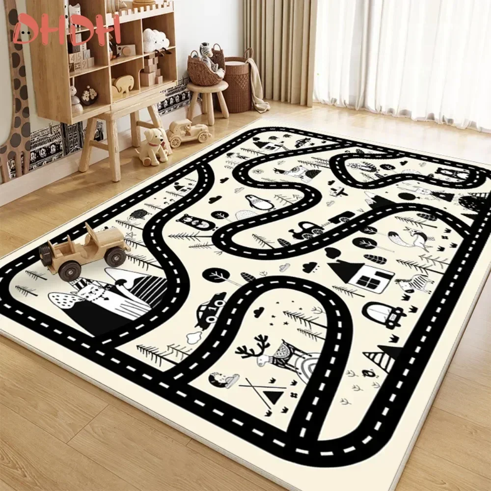 Baby Playing Mat Anti-slip Crawling Mat Scene Map City Traffic Soft Suede Carpet Children's Anti-fall Crawling Mat Game Toys