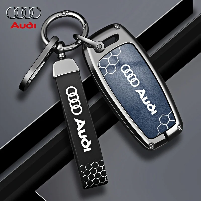 

Zine Alloy Leather Car Key Case Cover Shell Holder For Audi Q8 A6 A3 A8 C8 S6 RS6 A7 S7 RS7 RSQ8 8Y D5 4N RS E-tron GT Q4 Q7 4M