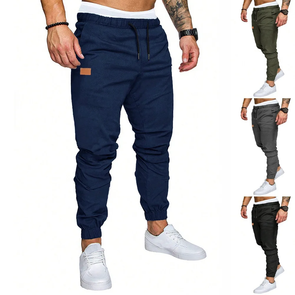 2024New Men\'s Casual Sports Pants Sweatpants Male Jogger Cargo Harem Pencil Pants Trousers Multi-pocket Sweatwear