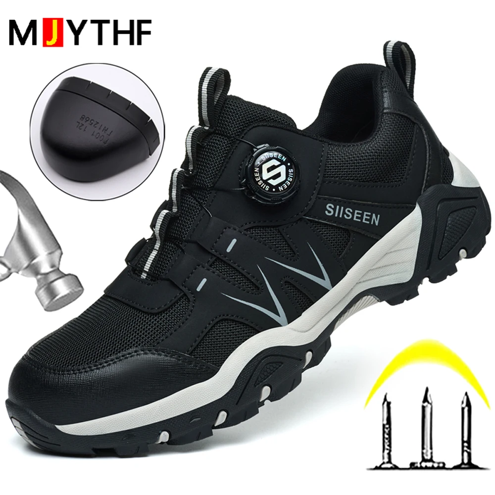 

Rotating button Safety Shoes Men Boots Steel toe shoes Work Sneakers Puncture-Proof Indestructible shoes Non-slip Security Shoes