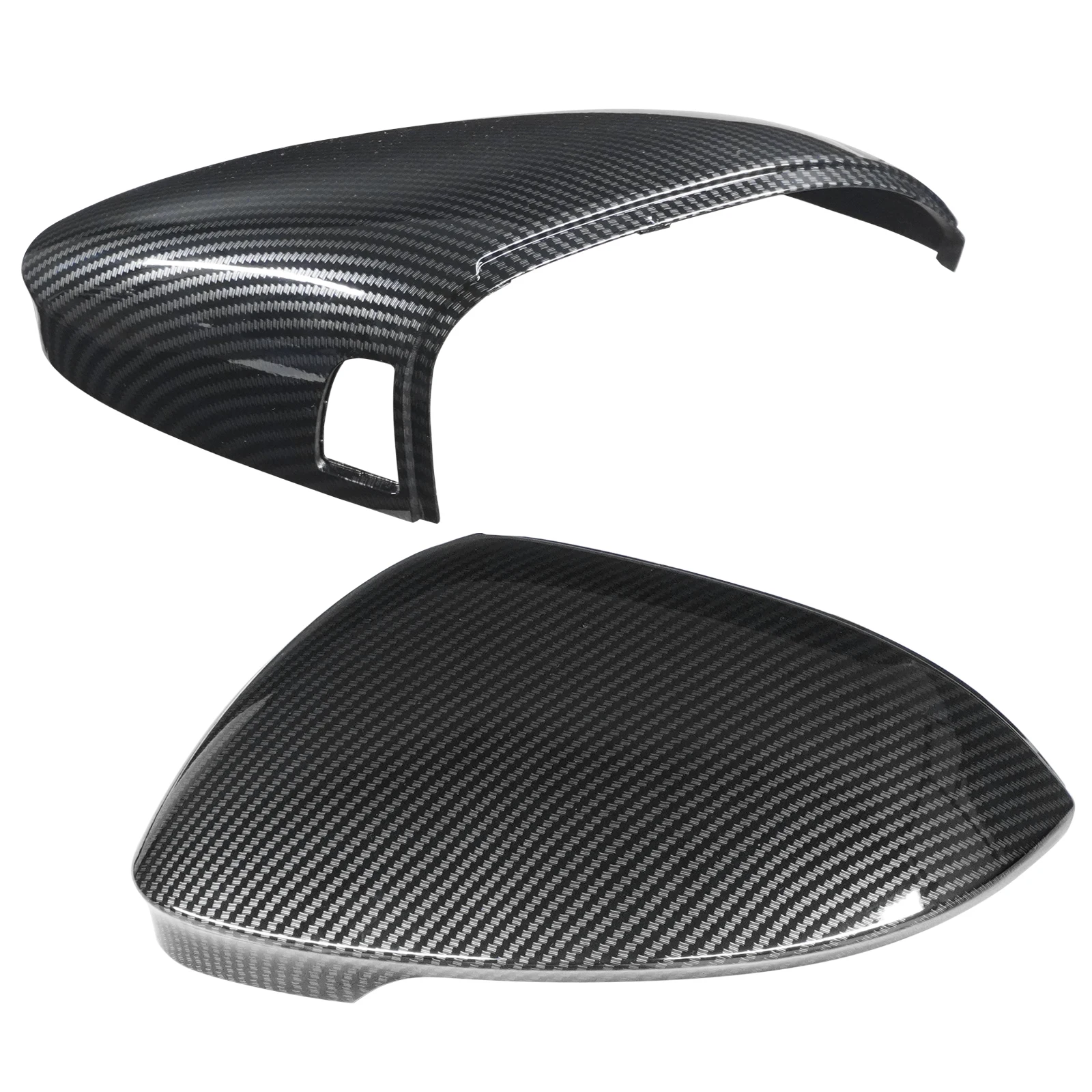 Voor VW Golf VIII MK8 2020-heden met Side Lane Assist Glanszwarte achteruitkijkspiegelkapjes Carbon Fiber stijl