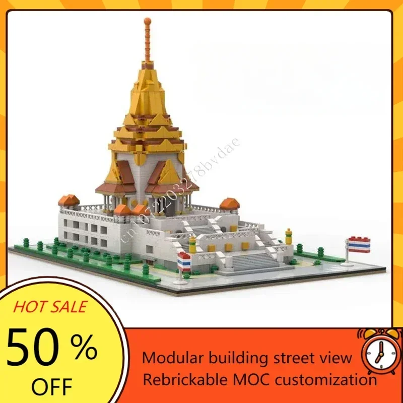 

2213PCS DIY Assembly Model Toy - Wat Traimit Golden Buddha Temple Street View Custom Puzzle Creative Model Kit for Gift