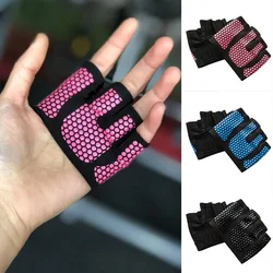 1pair Gym Half Finger Gloves Men Women Anti-Slip Silicone Workout Glove Pull Up Power Weight Lifting Grips Hand Plam Protector