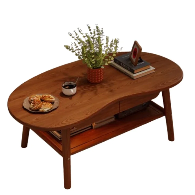 YAO Wooden Luxury Coffee Table Apartment Natural Solid Household Coffee Table Small Modern Mesa De Centro Sala Home Furniture