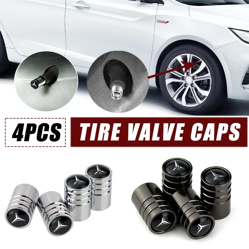 4pcs Alloy Car Tire Valve Caps Wheel Decoration for Mercedes Benz W204 W205 W176 W205 W211 W212 W213 A45 C63 G63 GLK ML CLA SLK