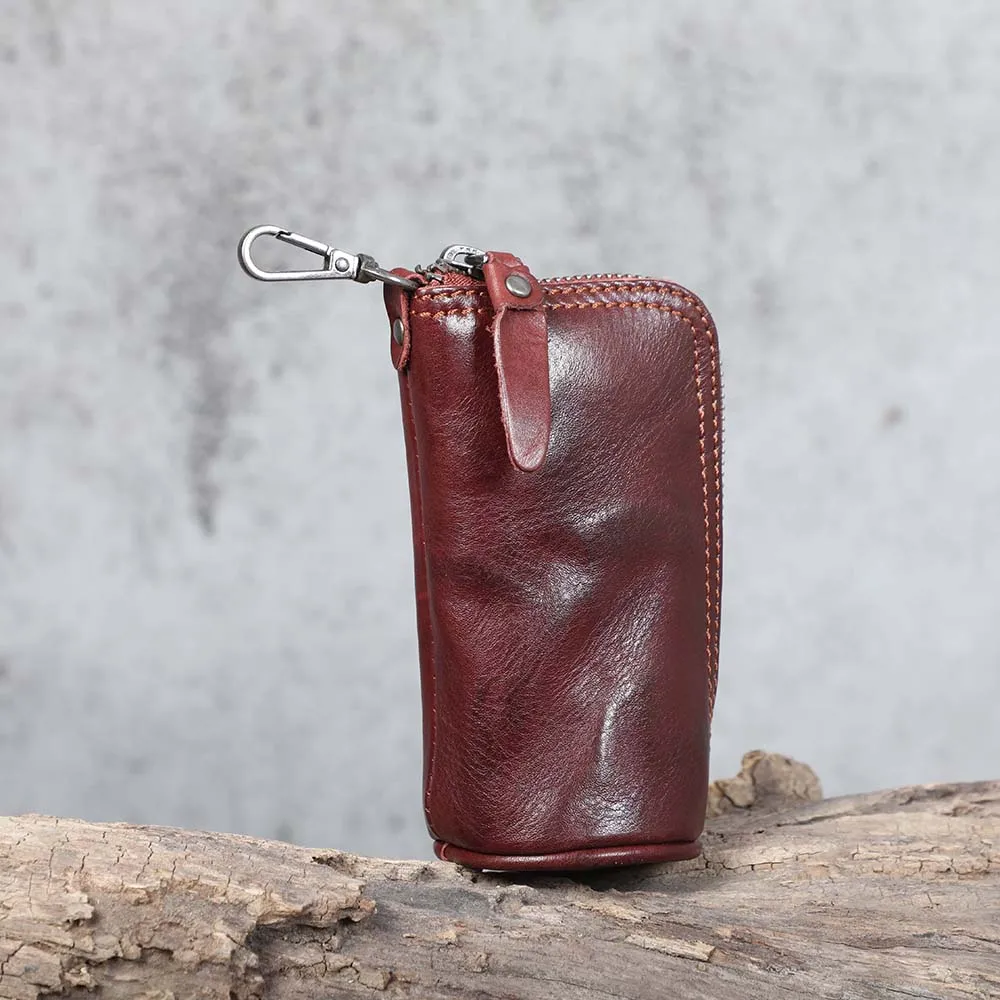 S.WORKER Echtleder Autoschlüsselhalter Große Kapazität Vollnarbiges Rindsleder Langlebiger Schlüsselanhänger Modisches Accessoire – Detail 6