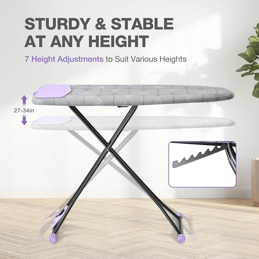 Regulowana prasowalnia z podpórką na żelazko, kompaktowa, oszczędzająca miejsce, wieszak ścienny, bardzo gruby pokrowiec, lekka rozwiązań do przechowywania.