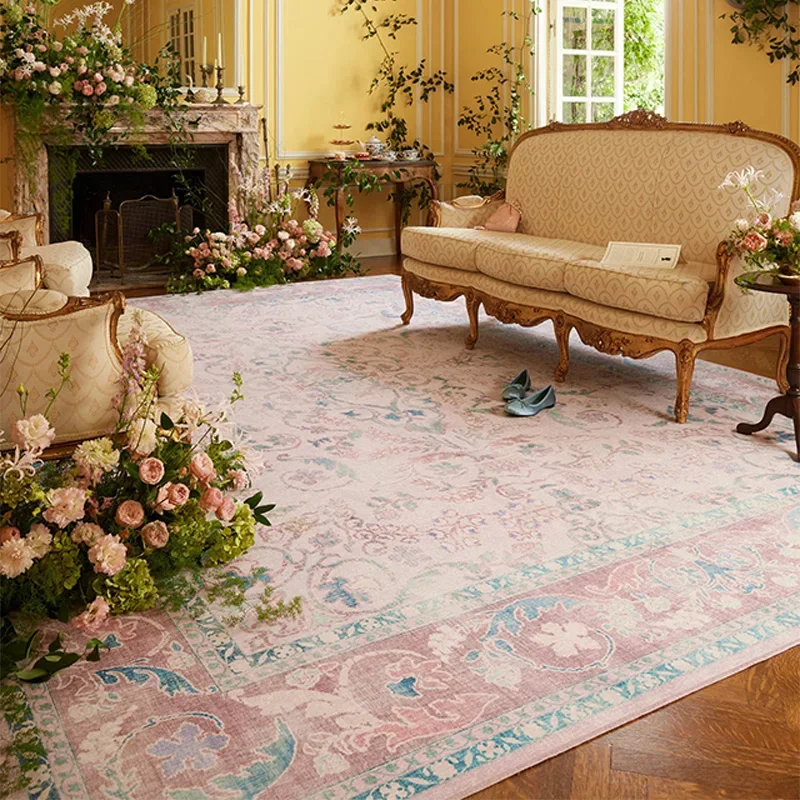 

Living Room Large Area Rug European Retro Palace Style Luxury Retro Machine Washable Plush Floor Mat Non-slip Easy To Care Rugs