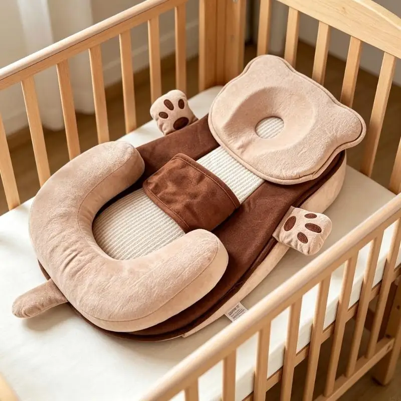 Baby-Anti-Spuck-Neigungskissen mit weichem Baumwollbezug für Neugeborene und Kleinkinder zur Reduzierung von A2UB – Detail 3