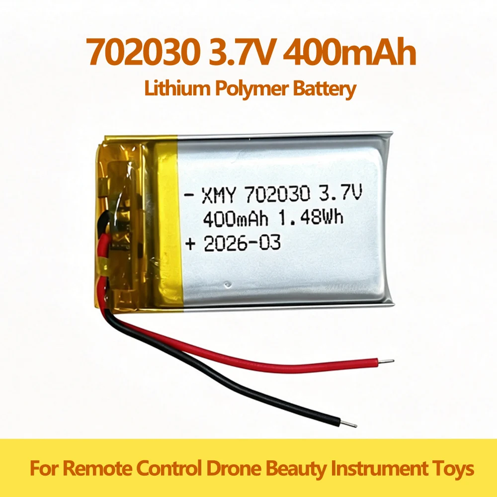 702030 3.7V 400mAh Rechargeable Lithium Polymer Battery for DIY MP3 GPS PSP DVR Remote Control Drone Beauty Instrument Toys