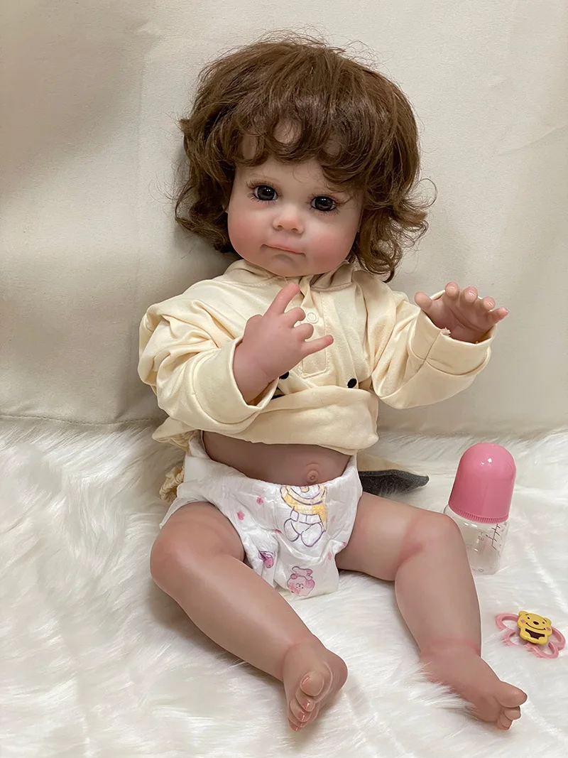 Cokela 22 pollici/55 cm Neonato Bambola Reborn Morbida Reborn Baby Doll Pelle 3D con Vene Visibili Bambola di Moda Fatta A Mano