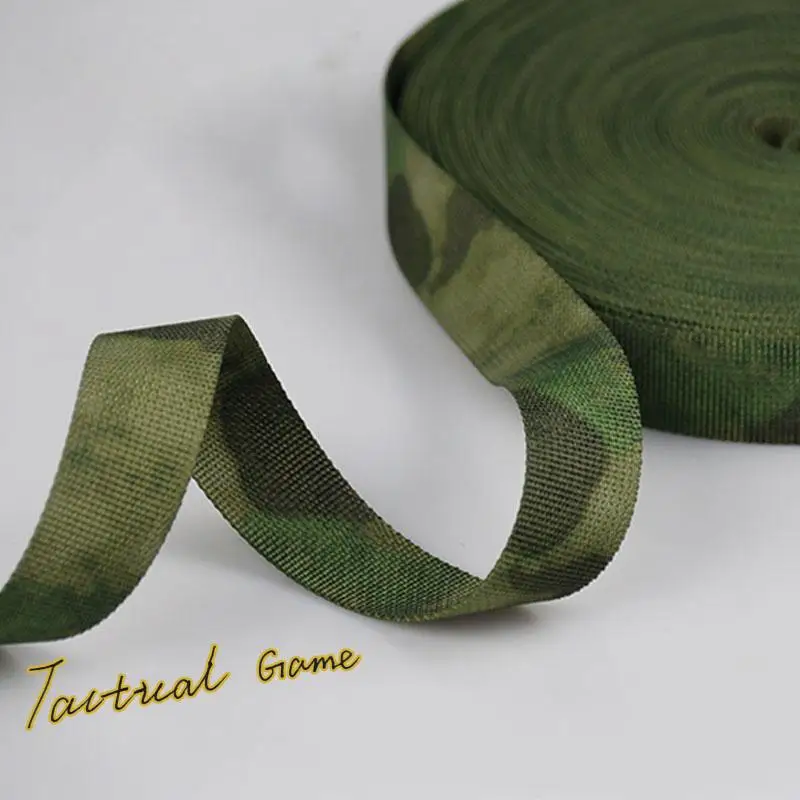 10M long 2.5Cm wide A1/A2/Green/Camouflage webbing DIY edge strip Hunting tactical bag luggage strap accessory