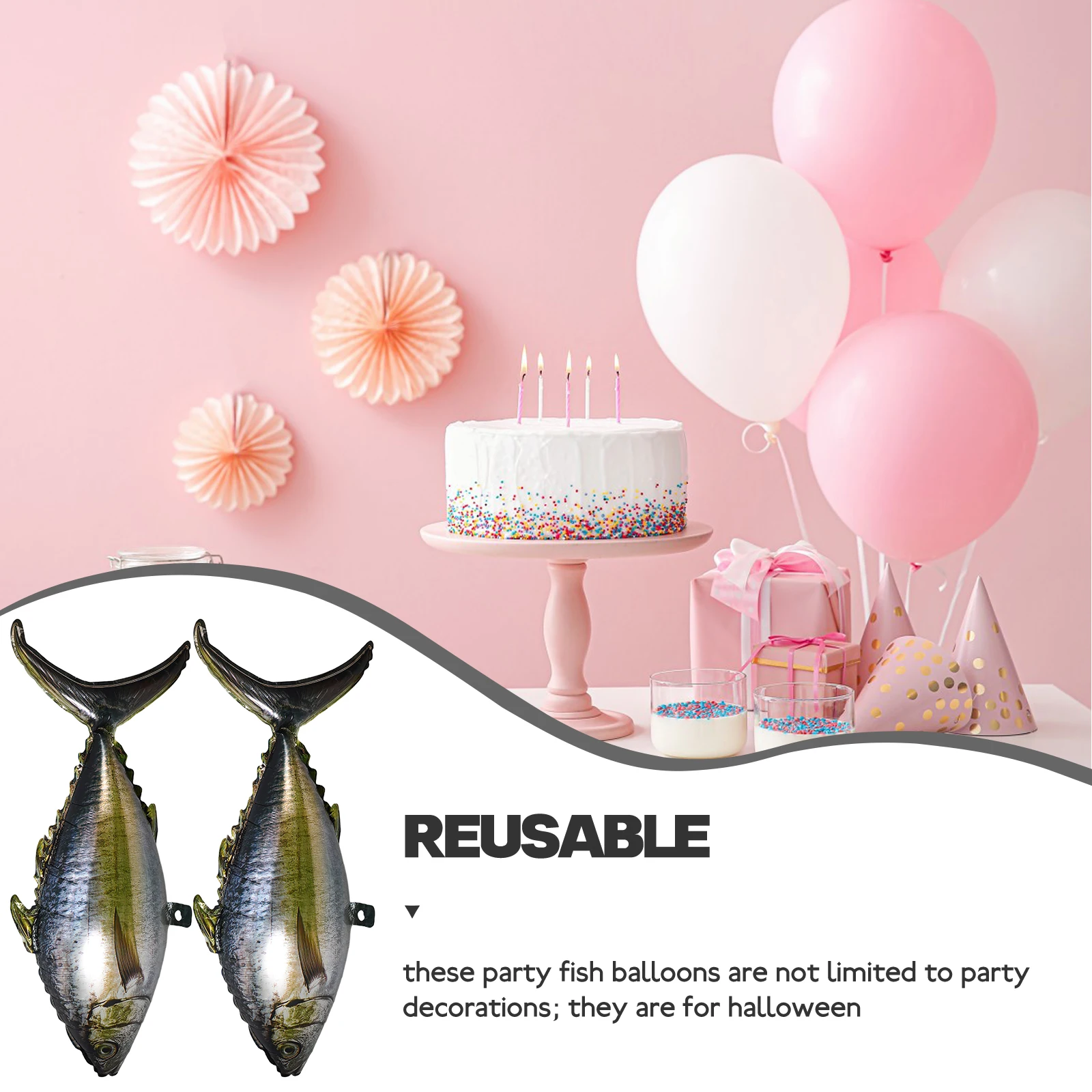 

6Pcs Fish Balloons Tuna Ocean Birthday Party Decorating Supplies Fishing Themed Events Realistic Look Automatic Sealing