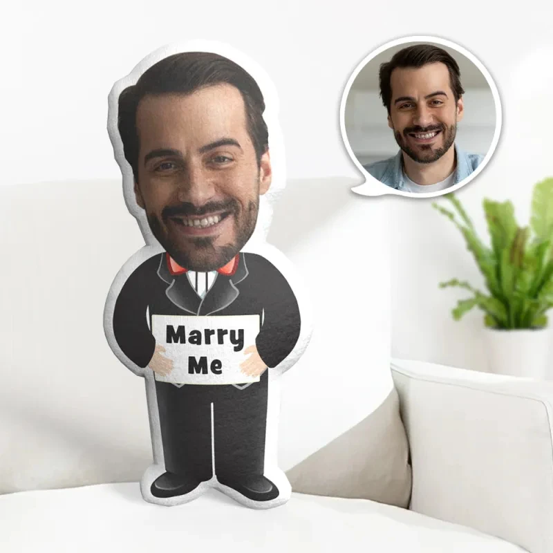 My Face Pillow Custom Photo Pillow Personalized MiniMe Pillow Message Pillow Gifts for Her - Marry Me