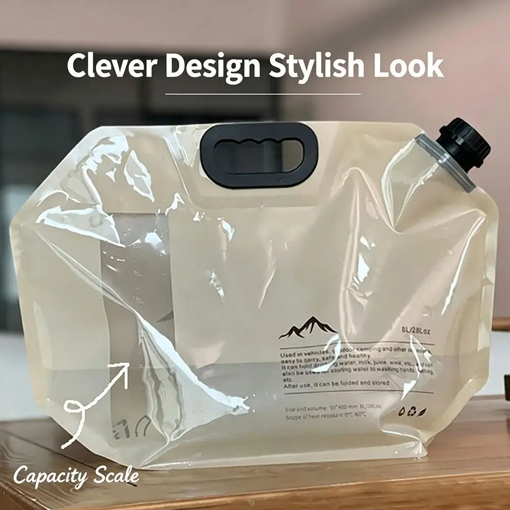 8L Camping Water Bag Portable Folding Water Bucket Water Container Outdoor Travel Collapsible Pouch Can Camping Supplie