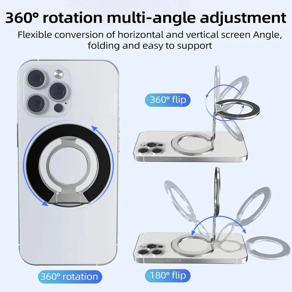 Foldable Single Sided Magnetic Phone Holder 360 Rotation Magnetic Phone Holder for MagSafe Kickstand Magnet Grip for iPhone