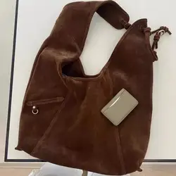 Bolso de mano de diseñador de gamuza Vintage, Hobos de media luna de otoño, bolso de hombro para mujer, bolso esmerilado de alta calidad, bolsos de compras de moda