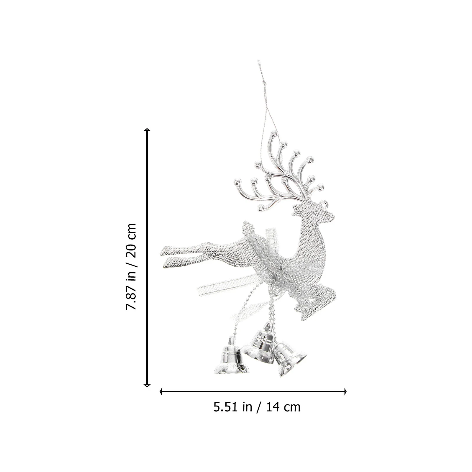 6 pçs galvanizado enfeites de suspensão de natal oco veado rena sino design enfeites (prata)