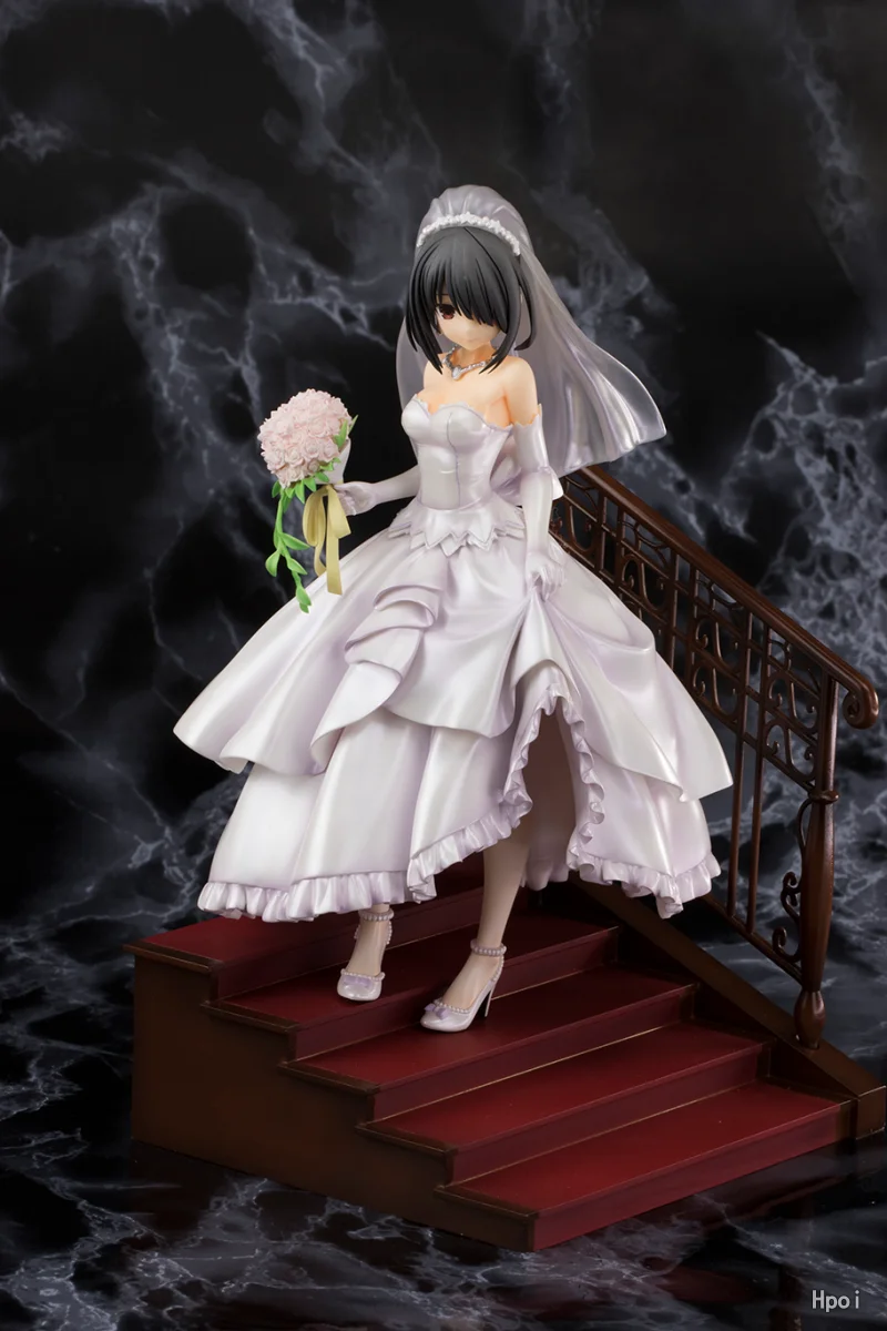 100% Original:DATE A LIVE Tokisaki Kurumi White wedding dress 26cm PVC Action Figure Anime Figure Model Toys Figure Doll Gift