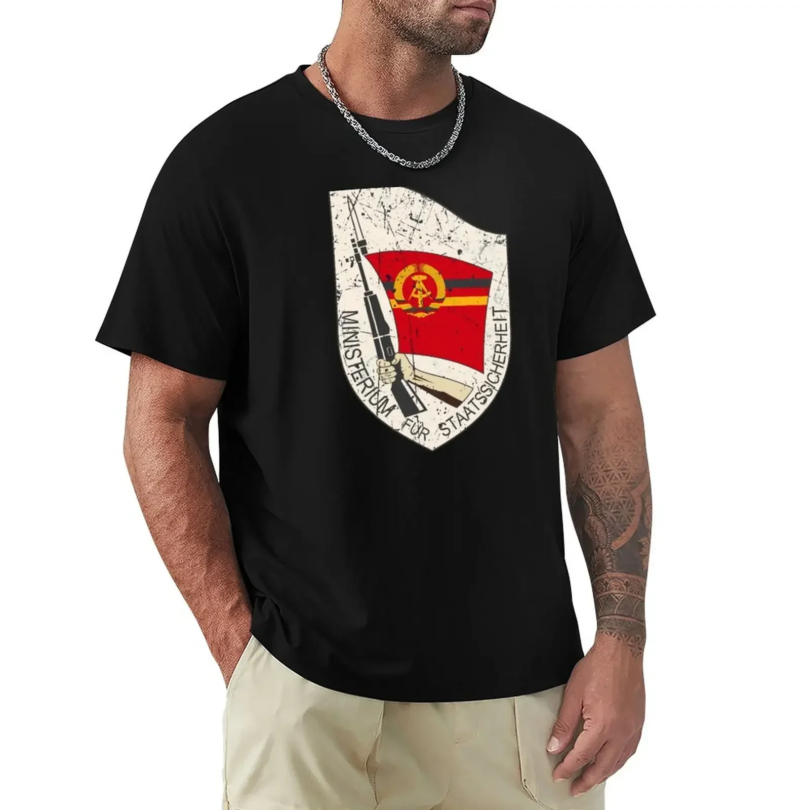

hippie clothes sports fans heavyweight t shirts for men East Germany Stasi DRG T-Shirt Hot Sale Round Collar harajuku Crewneck