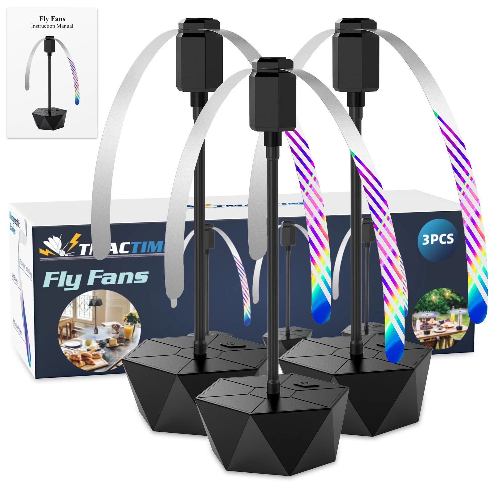 2/3pcs Fly Fans For Tables Effective Fly Repellent Fan Keeps Flies Away With Soft Blades USB Picnic BBQ Party Fly Fans image 3