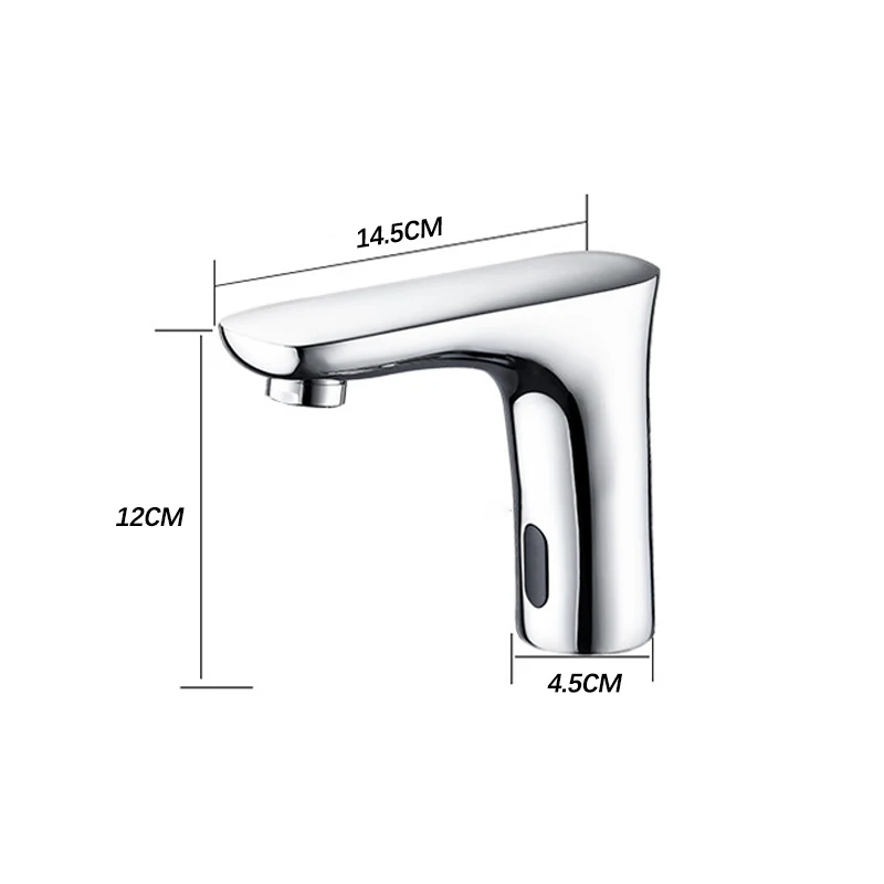 Chrome Smart Sensor Basin Faucet For Bathroom.Touchless Cold Hot Water Mixer Tap.Battery Powered Touch Free Infrared Sink Taps.